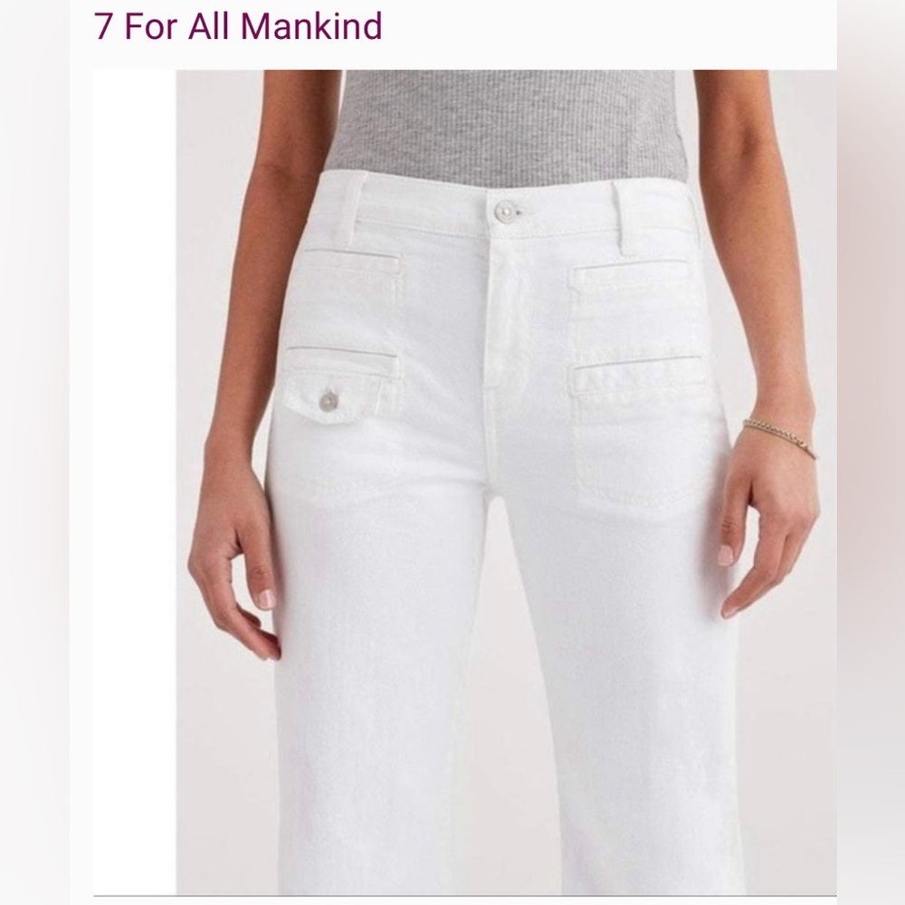 7 For All Mankind Georgia High rise Flare White Jeans-SZ 23-EUC - Picture 6 of 15